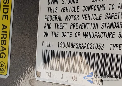 2010 Acura Tl 3.5 из США, поврежденный, VIN 19UUA8F2XAA021053